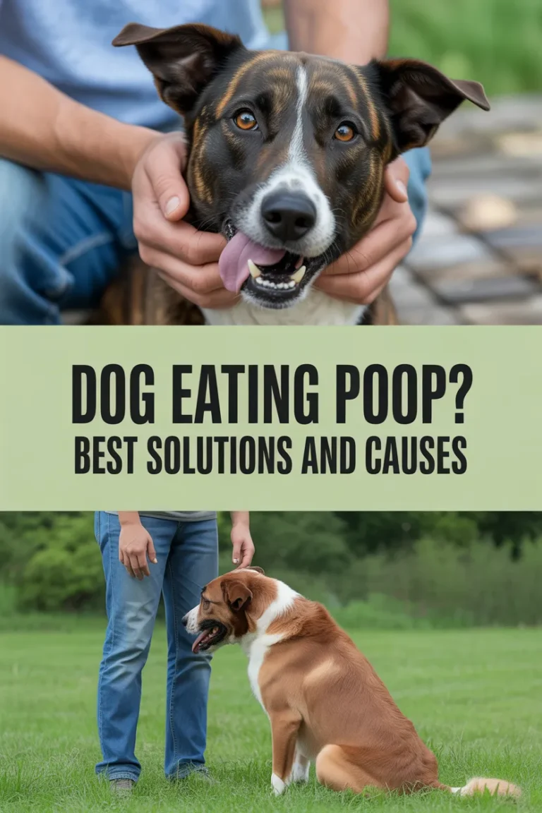 Dog eating poop
