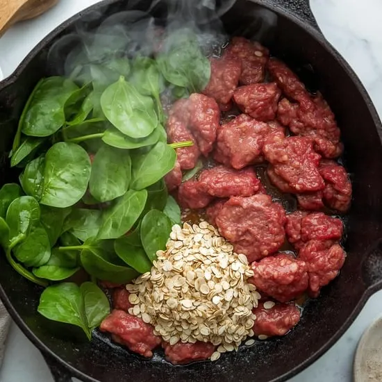 beef oats spinach nutritious dog dinner IMG02