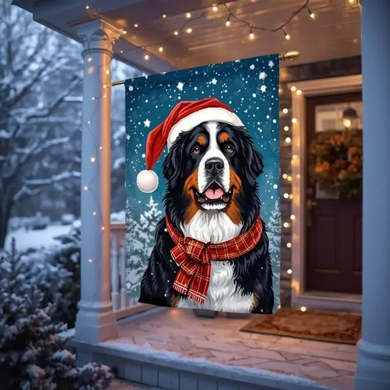 Trendy Bernese Mountain Dog Christmas Flag 2024 IMG01